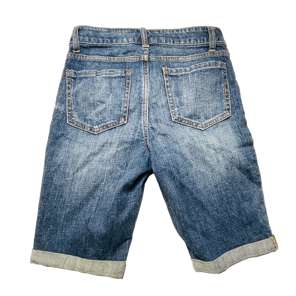Time and Tru Bermuda Shorts Womens 4 Distressed Patchwork Denim Cuffed - Picture 13 of 14
